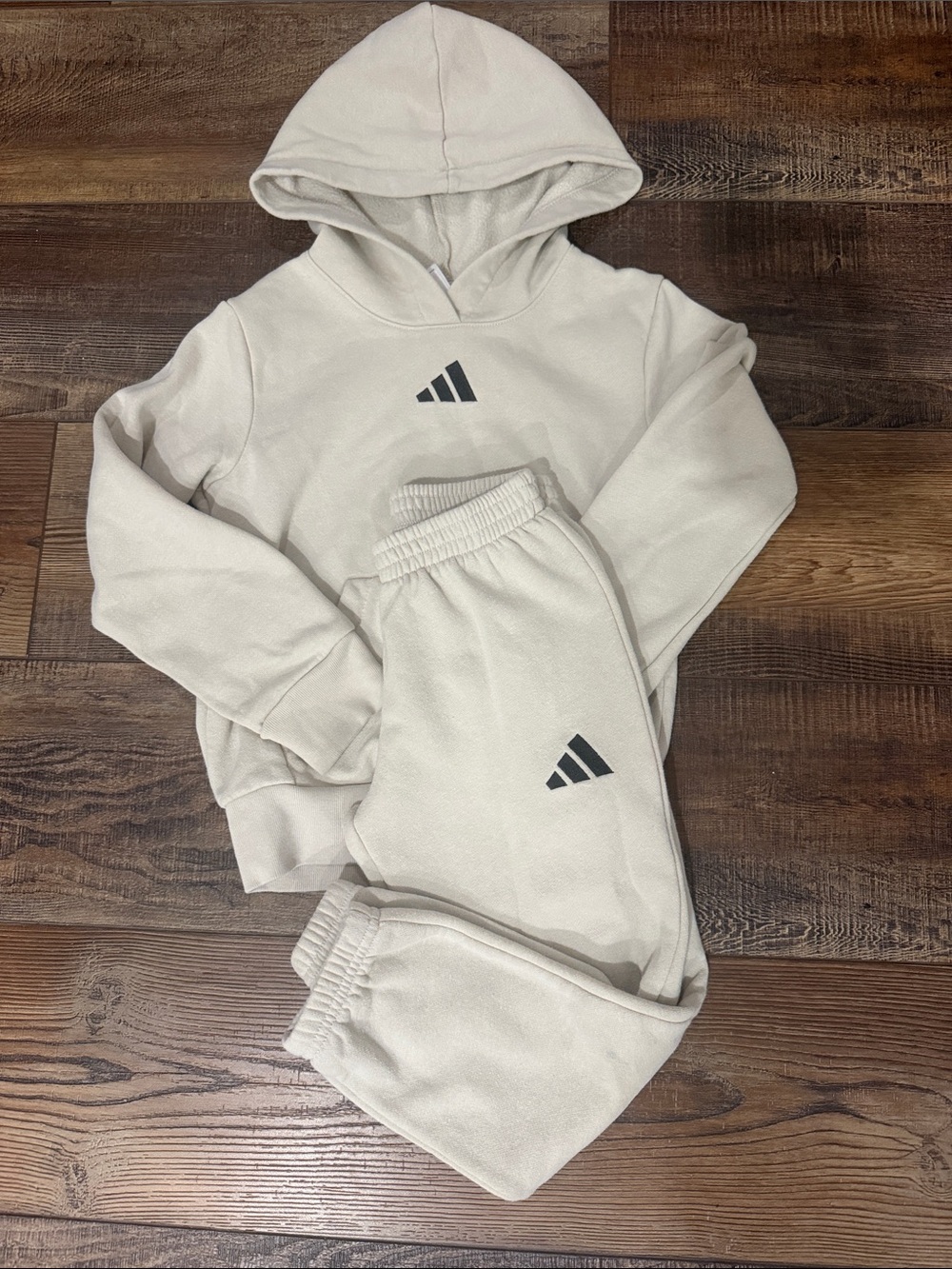 Adidas Kids Cream Sweatpants & Joggers Set with Black Logo